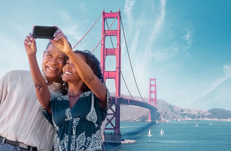 A happy couple in San Francisco
