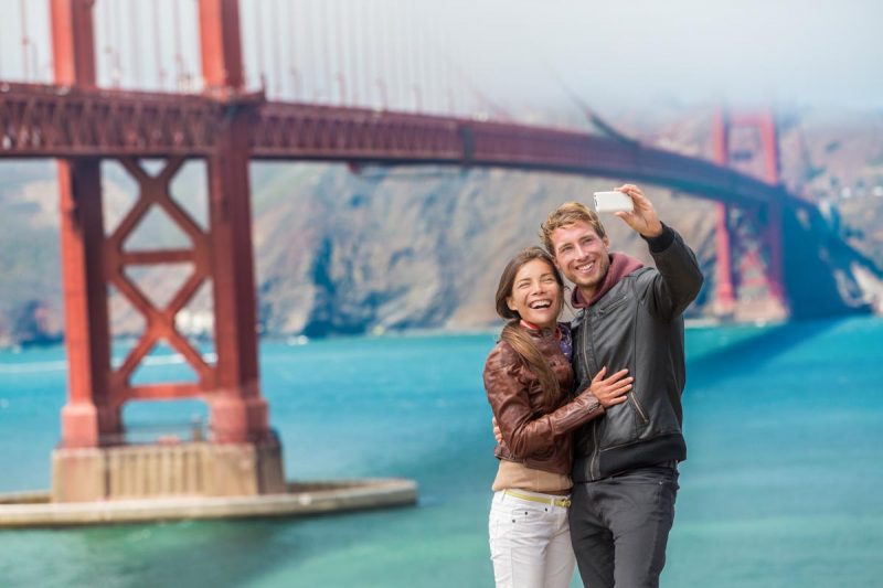 A happy couple in San Francisco
