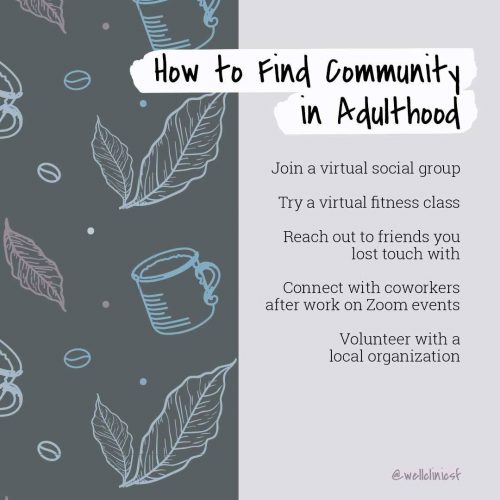 Image of a List of ways to find community in adulthood for Well Clinic SF's blog post 'Finding Community in Adulthood'